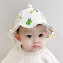 Baby fisherman hat spring and autumn thin print pacifier female baby sun hat 0-1 years old cute super cute sun hat tide