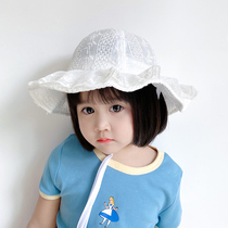 Girls sun hat summer thin lace lace princess fisherman hat 1-2 years old fashion Korean version of the baby sun hat 3