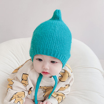 Newborn baby hat in autumn and winter warm boys and girls cute Baotou hat solid color children's knitted hat wool hat