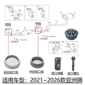 [适用21-24款亚洲狮前后段排气管消音器接口垫片原装螺丝弹簧吊胶]
