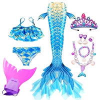 Комплект из трех частей пряжи синего цвета + корона + 5 колье + ласты