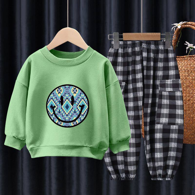 Boys' spring and autumn clothes, children's suits, middle and small children's 2022 new girls' baby net red casual pants, sweater tops, trendy