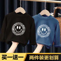 Girls and boys autumn long-sleeved T-shirts 2022 new middle-aged childrens autumn tops Western-style childrens velvet bottoming shirts