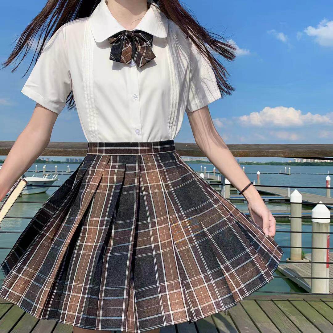 Brown sugar ginger tea jk uniform skirt genuine full set school supply sense top student college style skirt autumn and winter