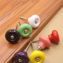 Furniture cabinet door ceramic black and white handle drawer cupboard shoe cabinet door European modern simple single hole through hole round handle