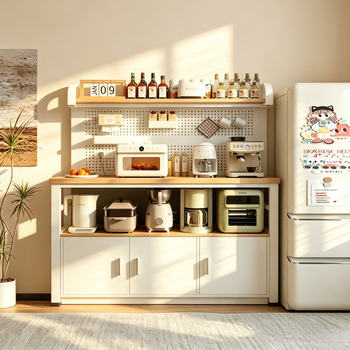 Tea cabinet storage rack beside the refrigerator sideboard home living room storage rack floor-to-ceiling wall-mounted dining table rack with holes