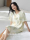 Summer Pajamas for Women 2026 New Style Pure Cotton Short-Sleeved Cropped Pants Thin High-End Feel Can Be Worn Outside with Chest Pads Loungewear