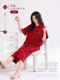 Thin Pajamas for Women, Summer Pure Cotton with Chest Pads, Short-Sleeved Cropped Pants, Red Festive Wedding Home Wear for the Year of Your Birth Year