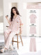 Pure Cotton Pajamas for Women, Summer Thin Cardigan, Short-Sleeved, Cute Cartoon, Sweet Style, Three-Piece Set That Can Be Worn Outside as Home Clothes