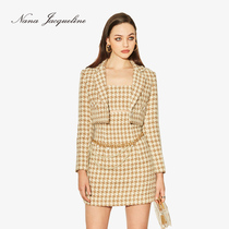 Nana Jacqueline Plaid small blazer womens suit short original design sexy tube skirt