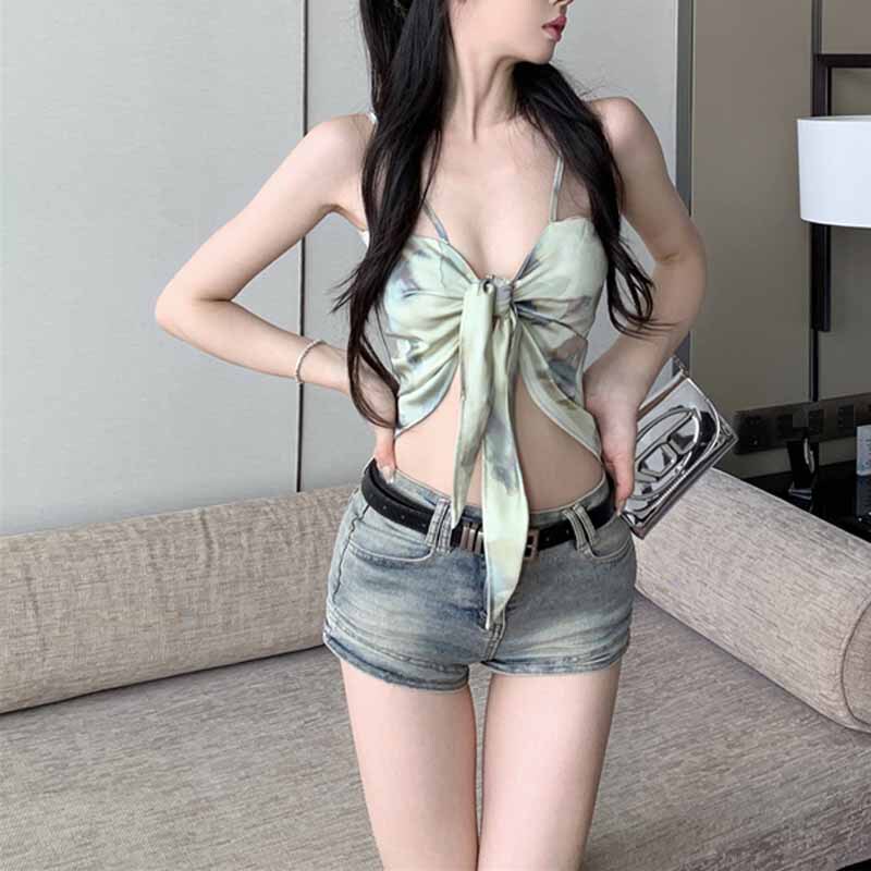 Purely Sensual Retro Gradient Tube Top Sexy Camisole for Women with Bow Tie and Beautiful Back Design