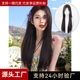 Qiushi wig for women with natural long straight hair, forehead, lace, middle-parted bangs, black brown full headband style