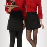 Половинный фартук из полиэстера и хлопка, короткий фартук с тремя карманами для официанта в кафе, полуфартук для шеф-повара