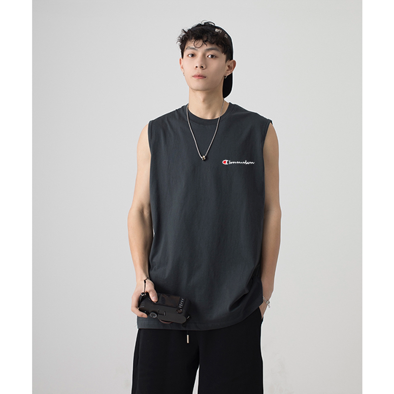 Selling Cute Championship Summer Men's Pure Cotton Vest Basketball Sleeveless T-Shirt Loose Sports Casual Breathable Top
