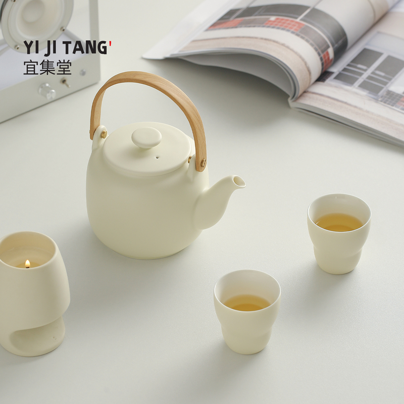 Yijitang Light Cream Style Complete Tea Set for Home Use, High-End Afternoon Tea Brewing Pot with Filter for Hotels Yijitang Light Cream Style Complete Tea Set for Home Use, High-End Afternoon Tea Brewing Pot with Filter for Hotels