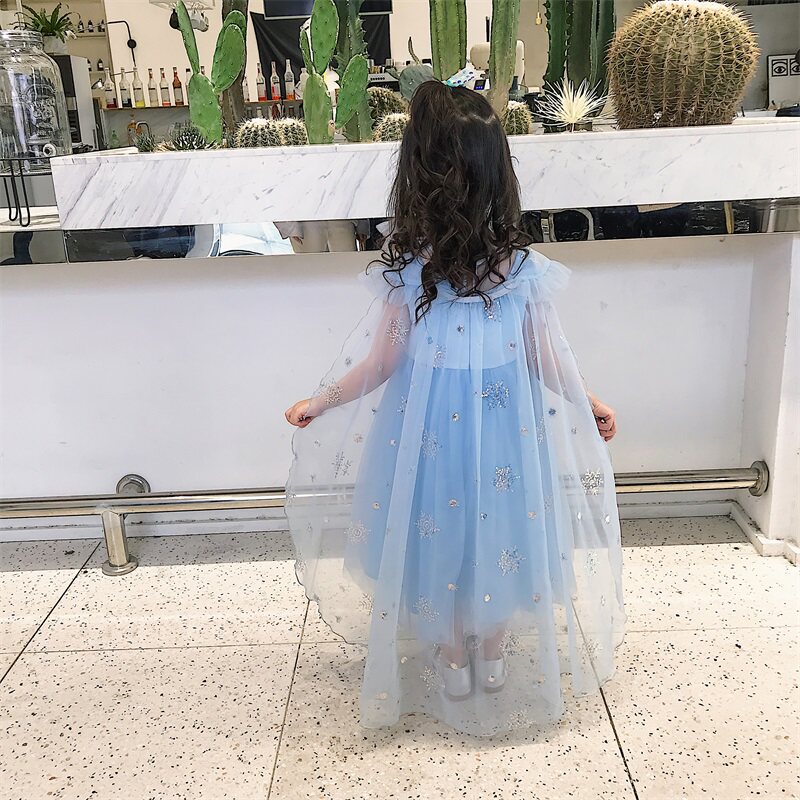 Aisha princess dress female Frozen summer dress girls dress tutu skirt cape shawl Aisha children's skirt