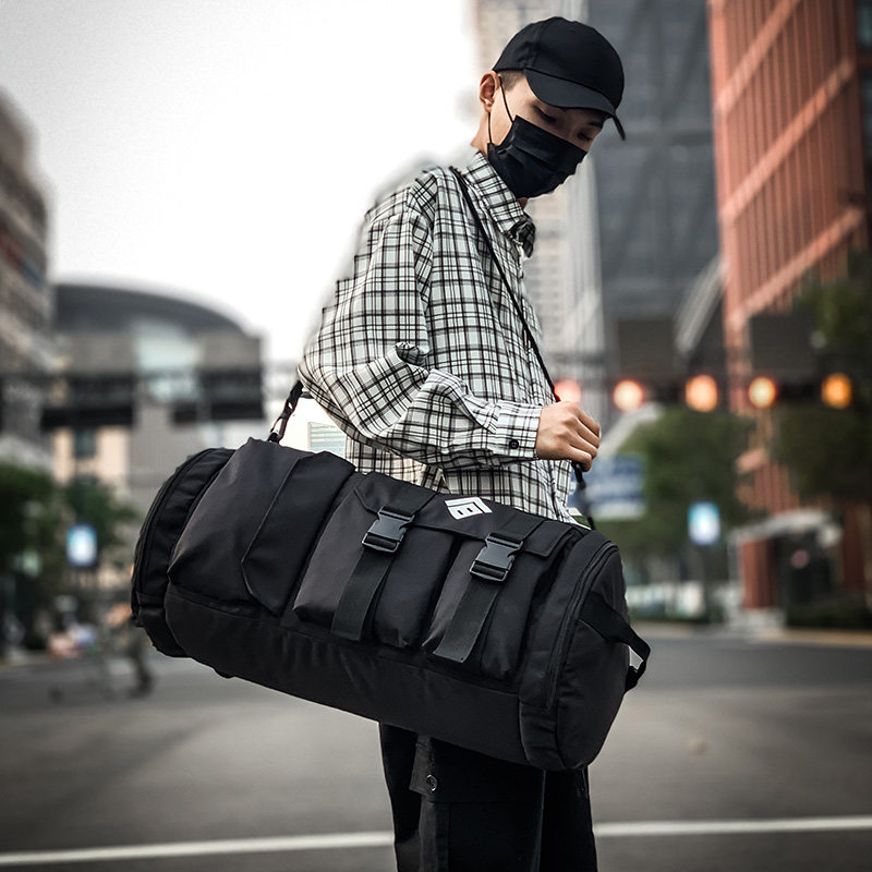 Tide brand multi-functional one-shoulder messenger bag men's backpack independent shoe travel backpack women's cylinder handbag bag