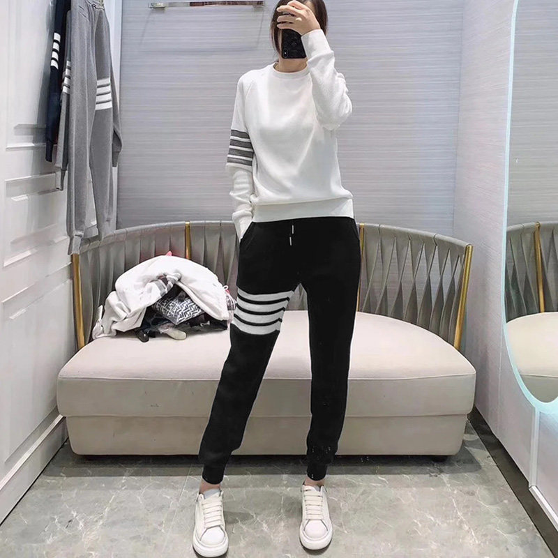 TB Waffle spring sportswear casual suit women loose lovers fried street knitting popular logo sweatshirt two sets