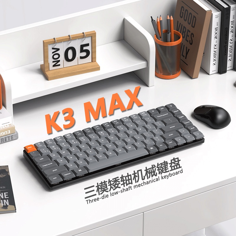 Keychron K3Max Three-Mode Bluetooth Wireless 75% Low-Profile Mechanical Keyboard for Girls, Office, Mac