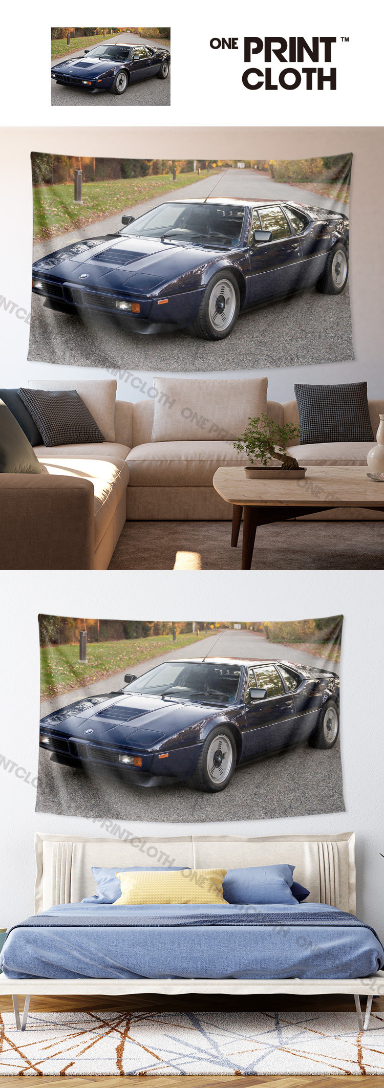 Гобелен bmw宝马m1超跑车车库卧室车迷定制墙布装饰背景布海报挂布挂毯画 Customize