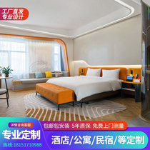 Hotel chain guesthouse label room full furnished rooms apartment simple double bed computer table cloak
