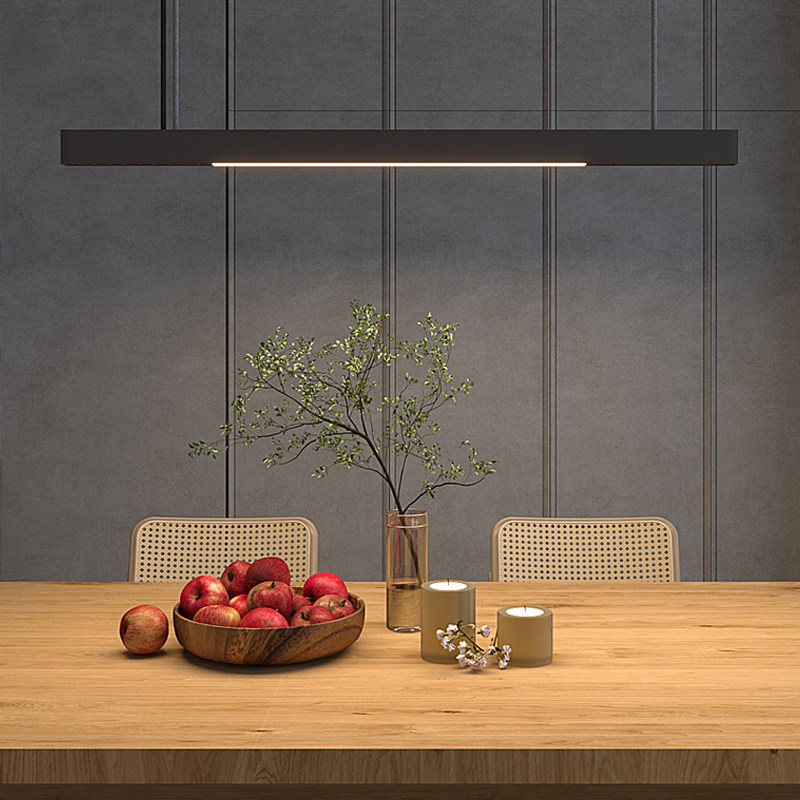 2021 new led chandelier Chinese modern minimalist office living room dining room bar counter dining room one word strip light