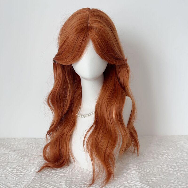Dirty Orange Wig for Women, Middle Part Long Curly Hair with Side Bangs, Makes Skin Look Fairer, Natural Dirty Orange Cosplay Full Head Wig Dirty Orange Wig for Women, Middle Part Long Curly Hair with Side Bangs, Makes Skin Look Fairer, Natural Dirty Orange Cosplay Full Head Wig