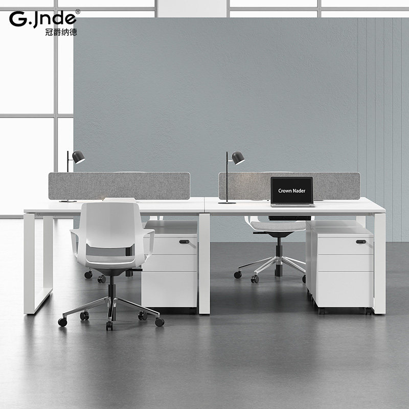Desk chair combination minimalist modern office white work position 2 4 6 double staff desk position