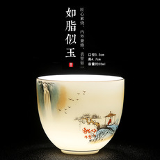 Здание 白瓷泡茶杯茶盏主人杯陶瓷单个杯品茗杯中式家用功夫喝茶杯