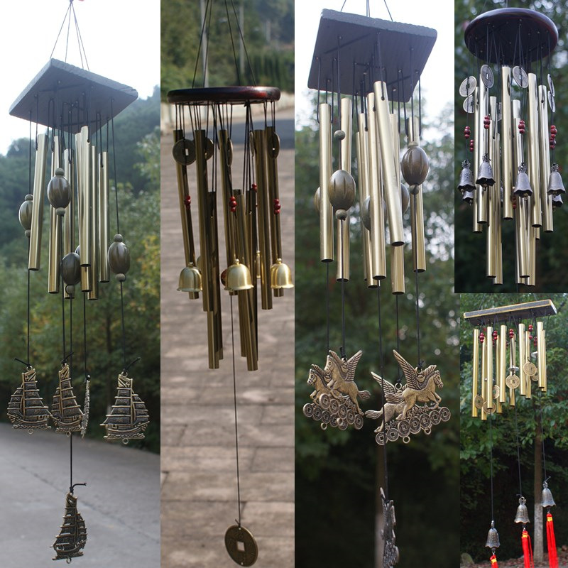 Solid wood ancient bronze wind bell metal multiple anti-rust wind Suzuki copper alloy super large hanging decorated with wind bells birthday blessings