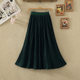 2024 autumn and winter new French retro age-reducing a-line large hem pleated cake skirt spliced ​​skirt long skirt for women