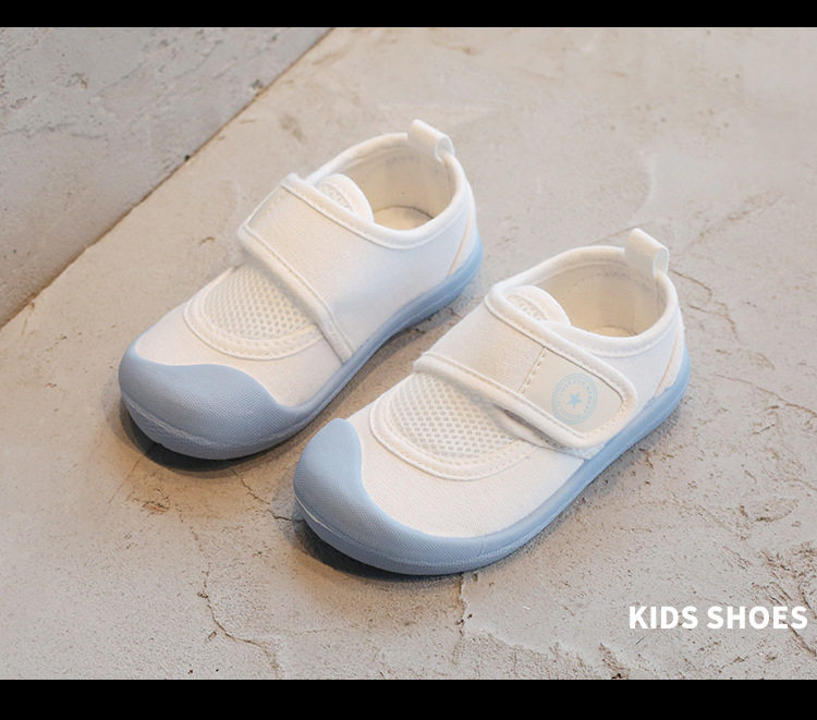 Kindergarten Indoor Shoes for Girls 2026 New Breathable Low-Top Soft-Soled Non-Slip Versatile Magic Tape White Shoes — 15