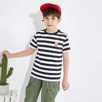 Qingkura Bala Bala New Boy Summer Clothing Short Sleeve T-Shirt Foreign Air Beating Undershirt Child Striped Pure Cotton Blouse Tide