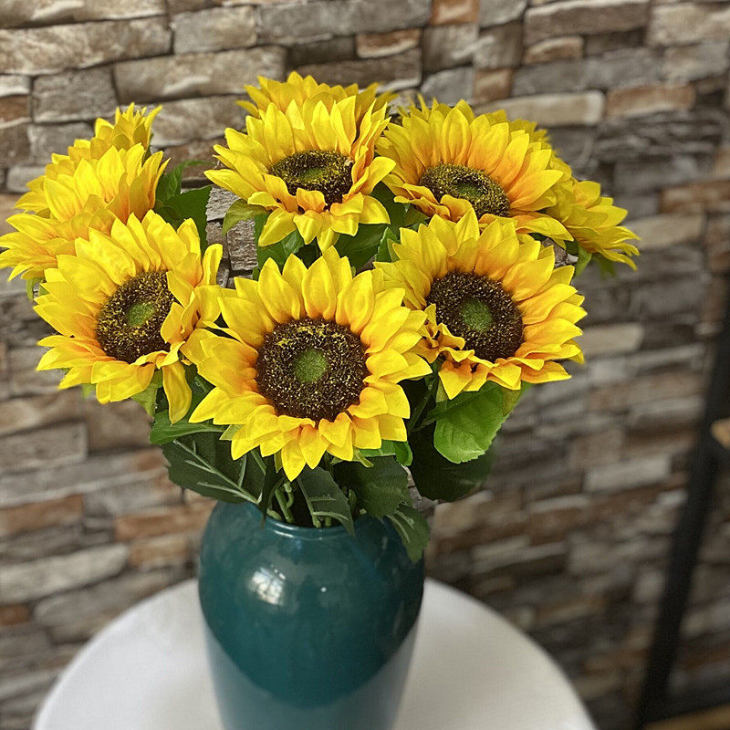 Yuhan single branch sunflower fake flower anti-real flower sun flower porch decoration decorative flower Chinese style flower home decoration