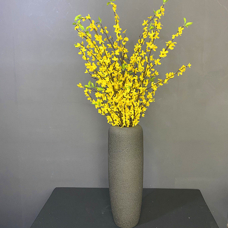 Uhan Great Branches Greet Spring Flower Emulation Florist Residence Decoration Ground Flower TV Cabinet Bonsai Living Room Furnishing Flower Yellow