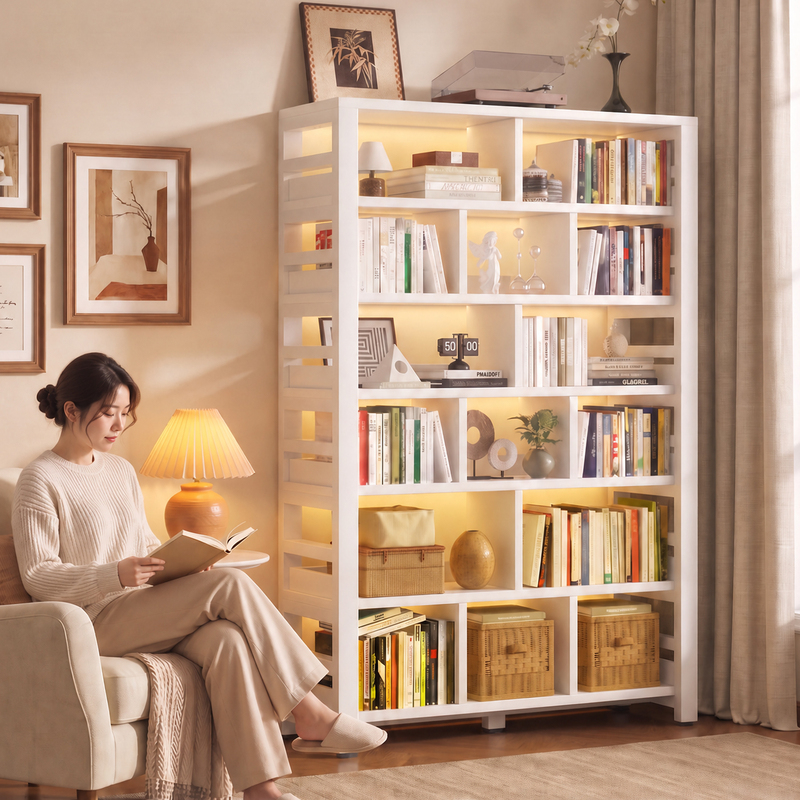 Steel Bookshelf Storage Rack Floor-Standing Student Home Bookcase Integrated Wall-Mounted Multi-Layer Steel Frame Storage Cabinet Living Room Bookshelf