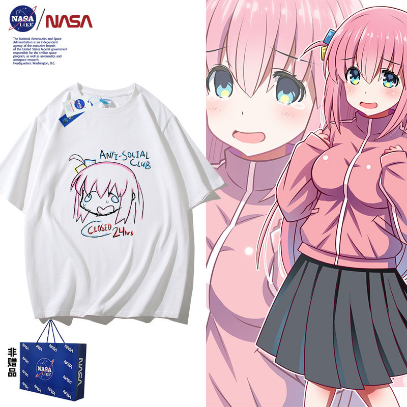 Lonely Rock Goto Ichiri Same Style T-Shirt Pochi-Chan White Short-Sleeved Merchandise Pain Shirt Cosplay Clothes Cotton Half-Sleeve