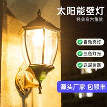 Outdoor wall lamp waterproof solar garden light outdoor Chinese style super bright exterior wall light garden villa balcony door light