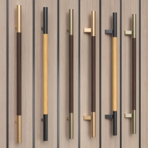 High-end solid wood glass door handle door handle framed door side-mounted handle box hotel conference room handle