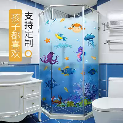 Powder room shower room wall tile glass waterproof decoration Removable stickers Children's room wall stickers Cartoon fish