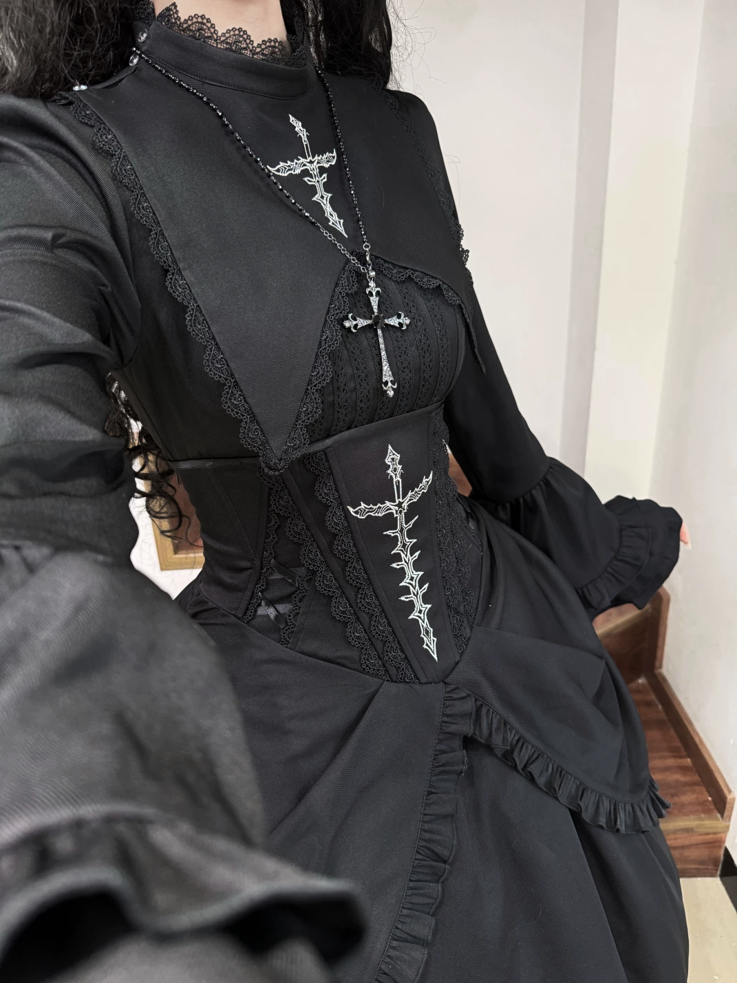 Платье-набор MX Original Power Gothic Dark Lolita, оборчатая юбка и съёмные аксессуары