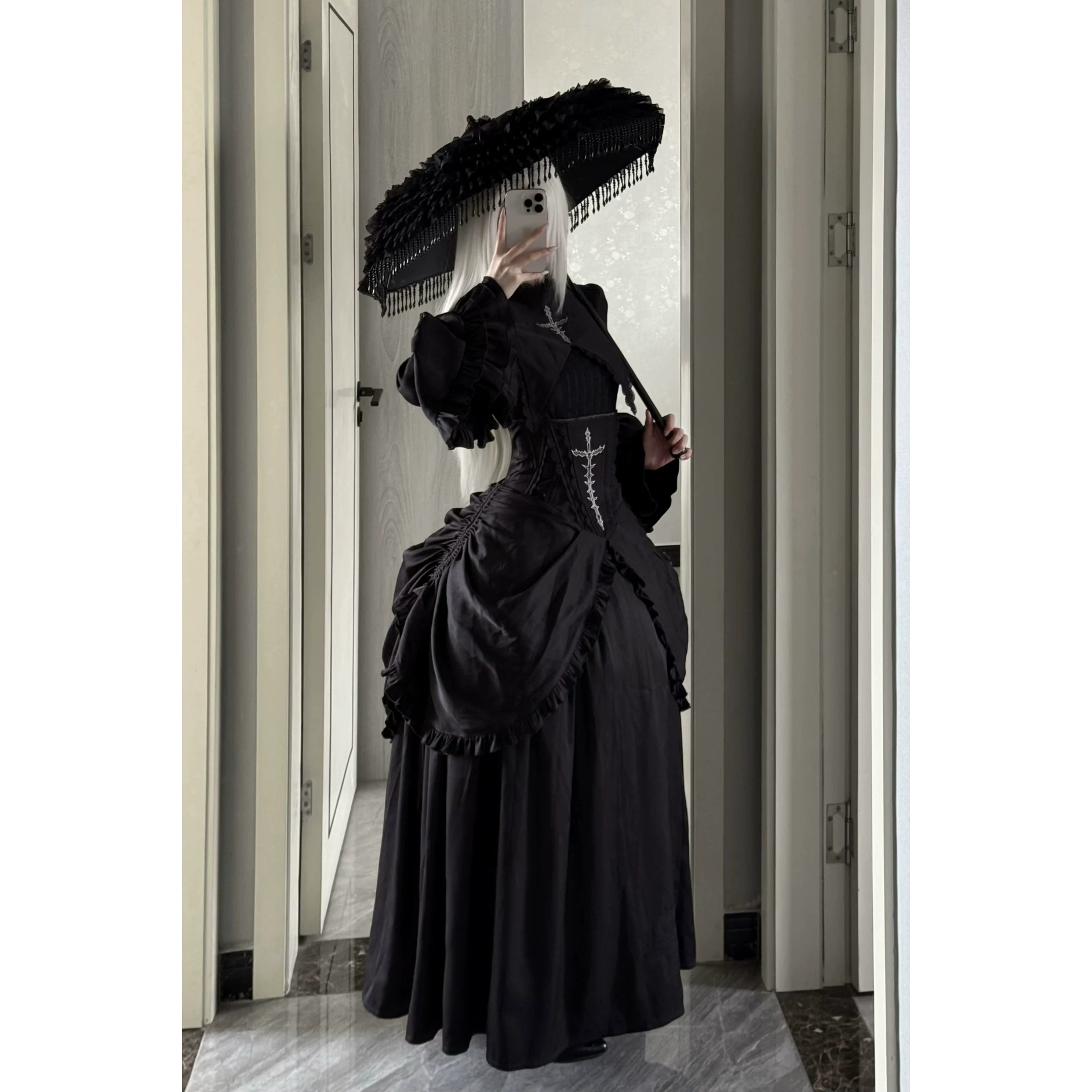 Платье-набор MX Original Power Gothic Dark Lolita, оборчатая юбка и съёмные аксессуары