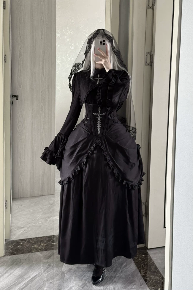 Платье-набор MX Original Power Gothic Dark Lolita, оборчатая юбка и съёмные аксессуары