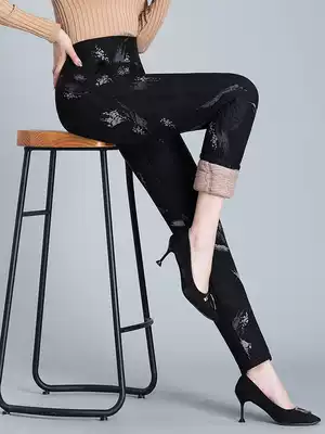 Middle-aged and elderly mother pants plus velvet thickened old man cotton pants old lady mother-in-law pants winter high waist loose