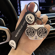 Personality sunglasses cat keychain Net red smiley face car key chain male creative cartoon doll pendant couple pair