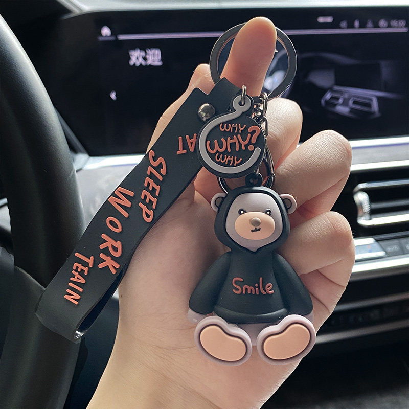Sweatshirt Small Bear Key Button Male Personality Car Key Chain Couple Pendants Hooded Bag bag Hanging Adorable Keyring