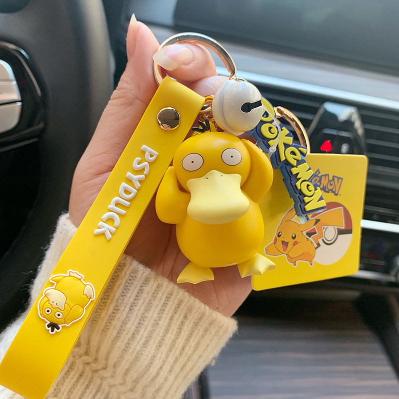 Genuine Leather Kachu Key Buckle Creative Reachable Duck Paparazzi Doll Car Key Chain Cute Couple Bag Hanging Accessories