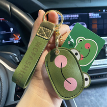 Cute frog multifunction key buckle rectangular lift card ic access leather sleeve key pendant cute and practical woman