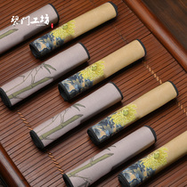 Blue door workshop Chinese high-grade absorbent tea towel thickened Chinese style tea cloth Zen square towel Kung Fu tea accessories