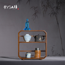 Blue door workshop Bamboo multi-Baogu Teacup rack Teapot storage cabinet Tea set display cabinet Bamboo tea shed Zen storage rack